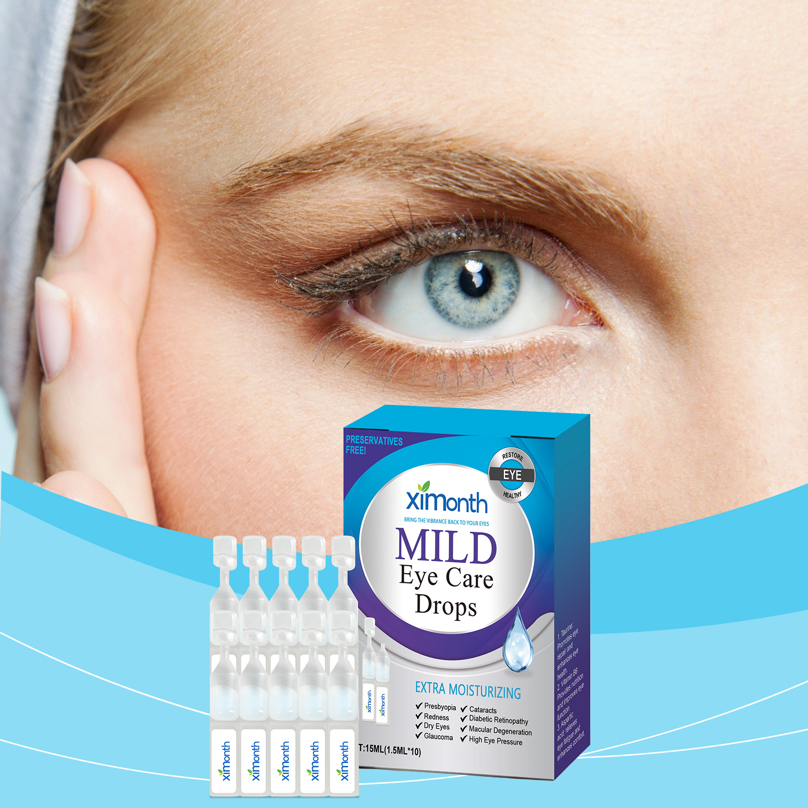 Eye Care Drops Gently Protect Eye Skin Refreshing Moisturizing Hydrating Portable Eye Drops