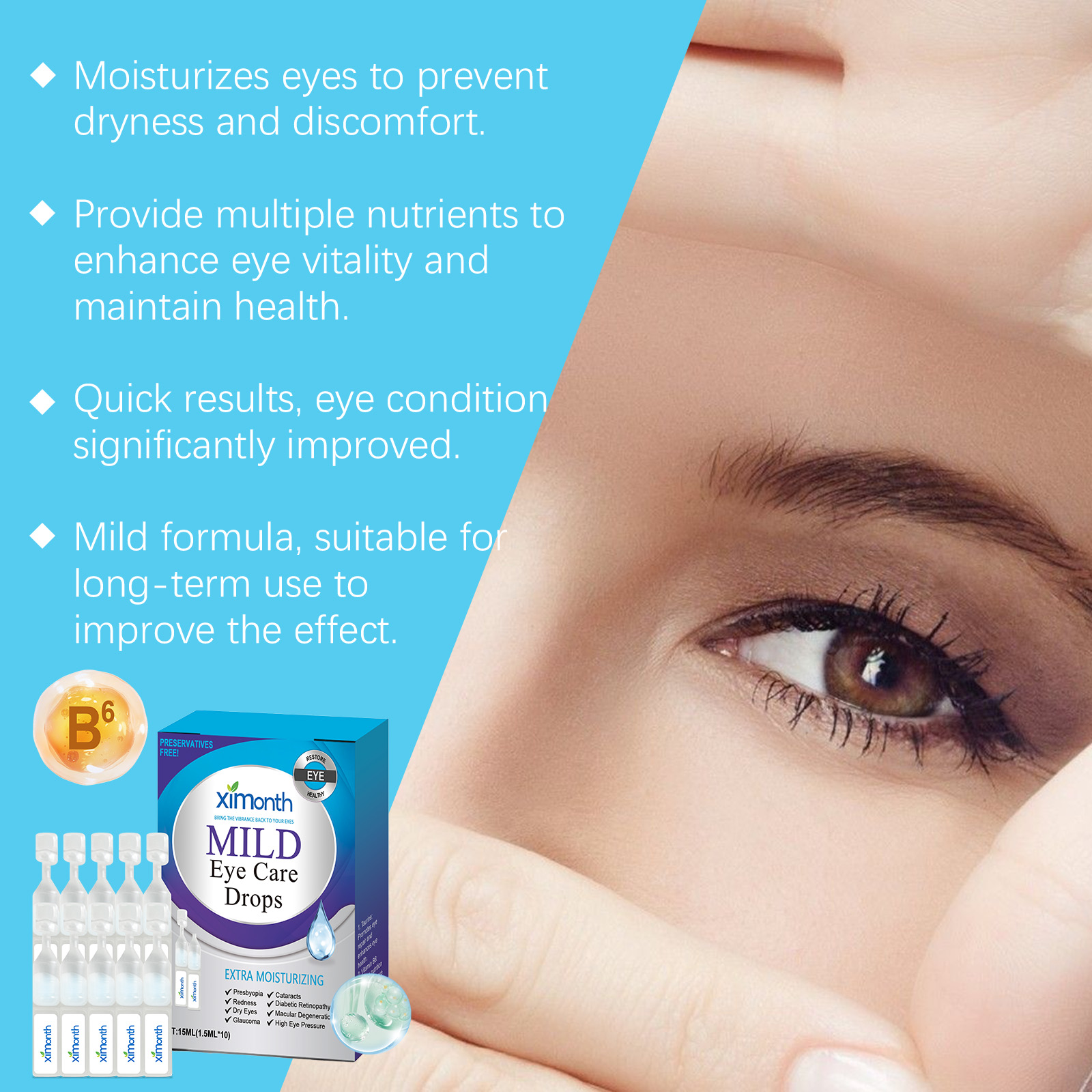 Eye Care Drops Gently Protect Eye Skin Refreshing Moisturizing Hydrating Portable Eye Drops