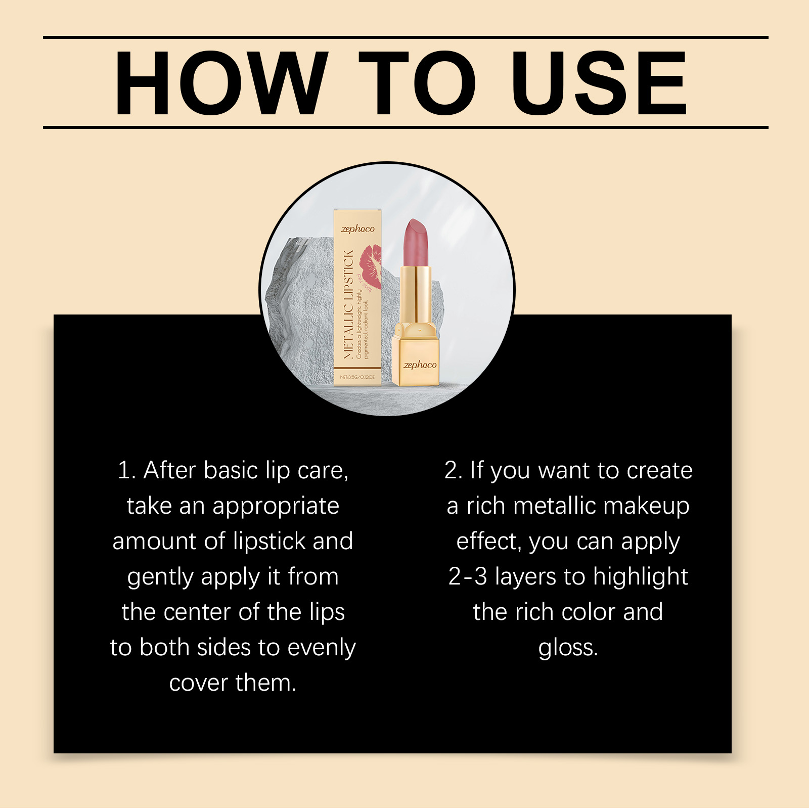 (Rose Red) Metallic Cream Lipstick Light Texture Moisturizing Easy To Create Glossy Lip Makeup