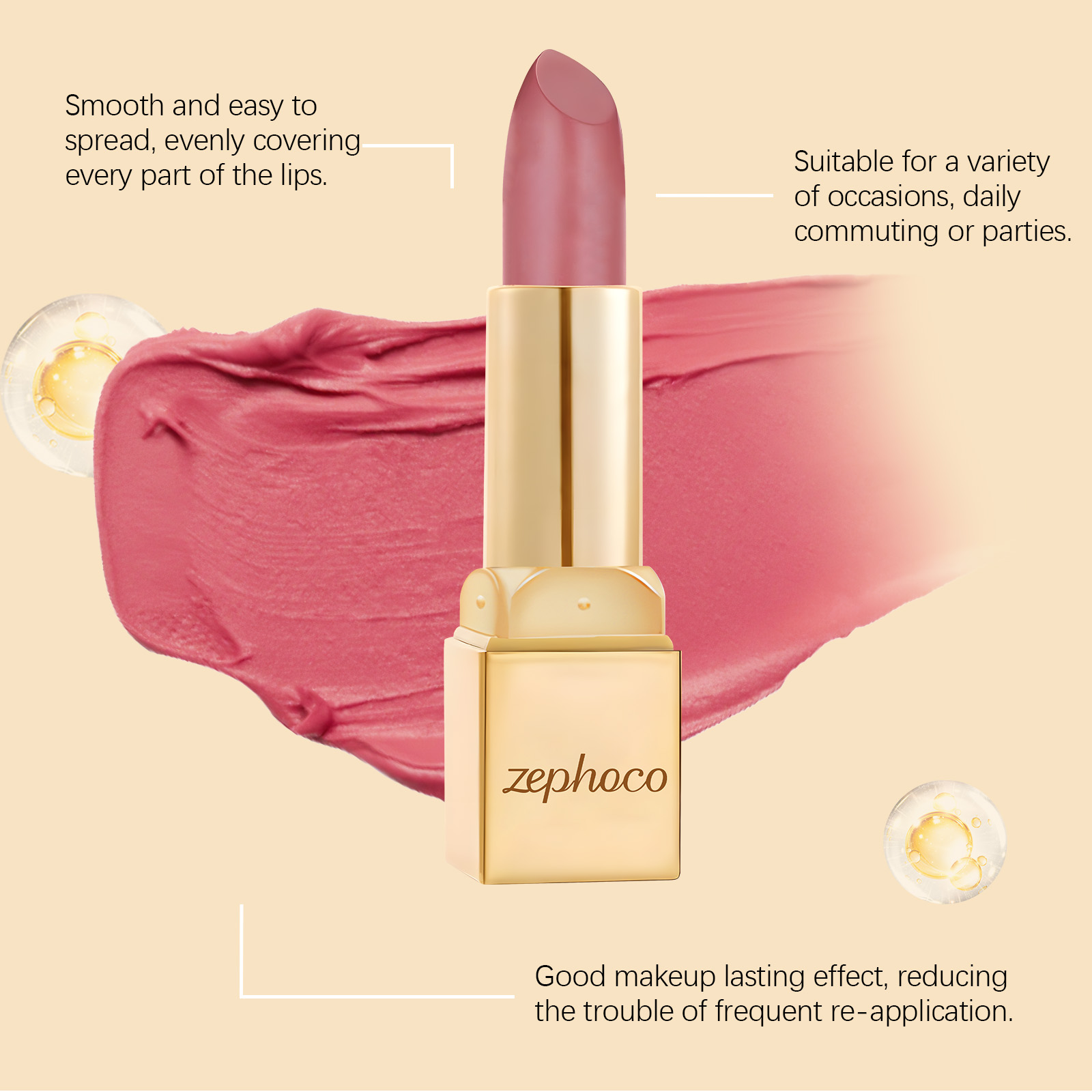 (Rose Red) Metallic Cream Lipstick Light Texture Moisturizing Easy To Create Glossy Lip Makeup