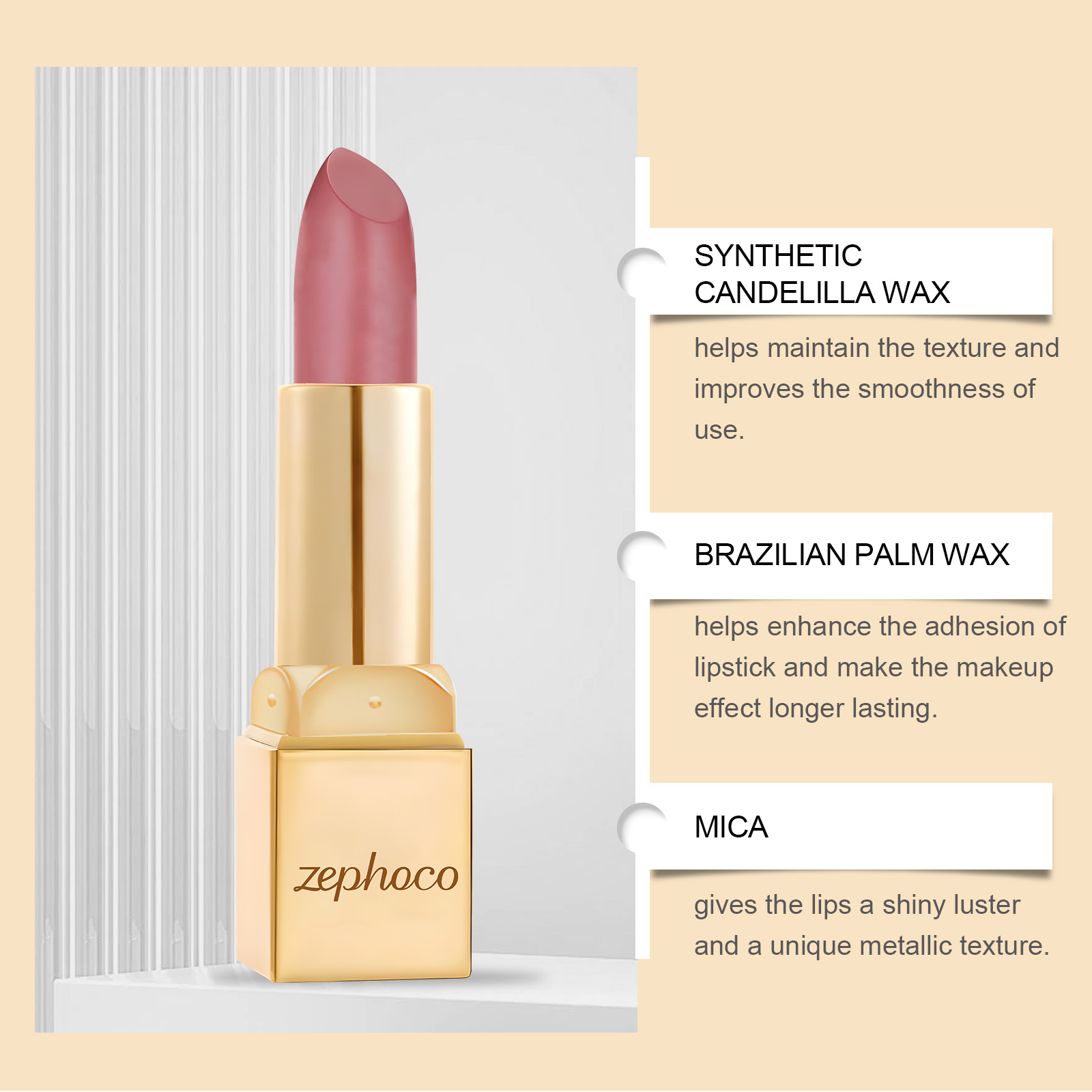 (Rose Red) Metallic Cream Lipstick Light Texture Moisturizing Easy To Create Glossy Lip Makeup