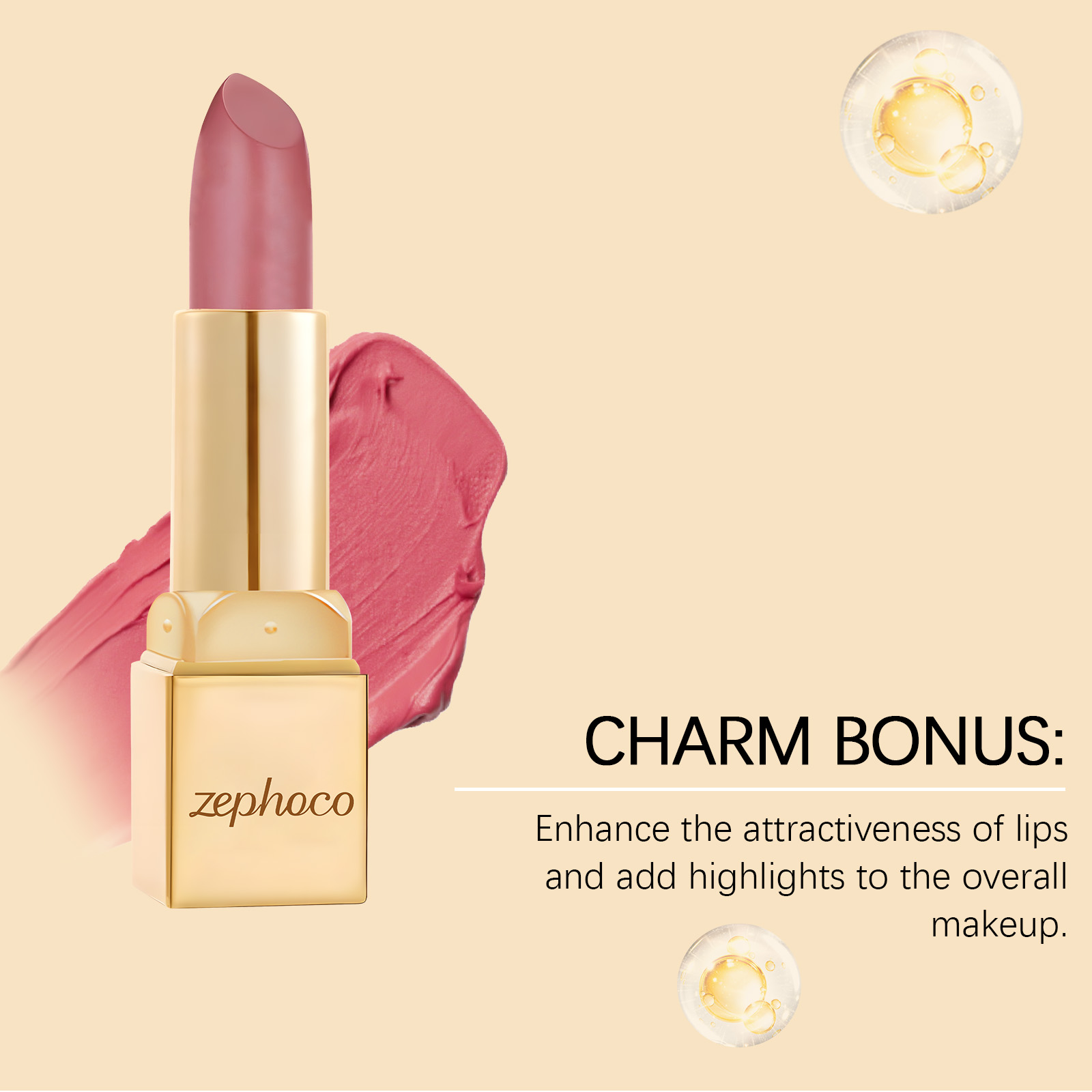 (Rose Red) Metallic Cream Lipstick Light Texture Moisturizing Easy To Create Glossy Lip Makeup