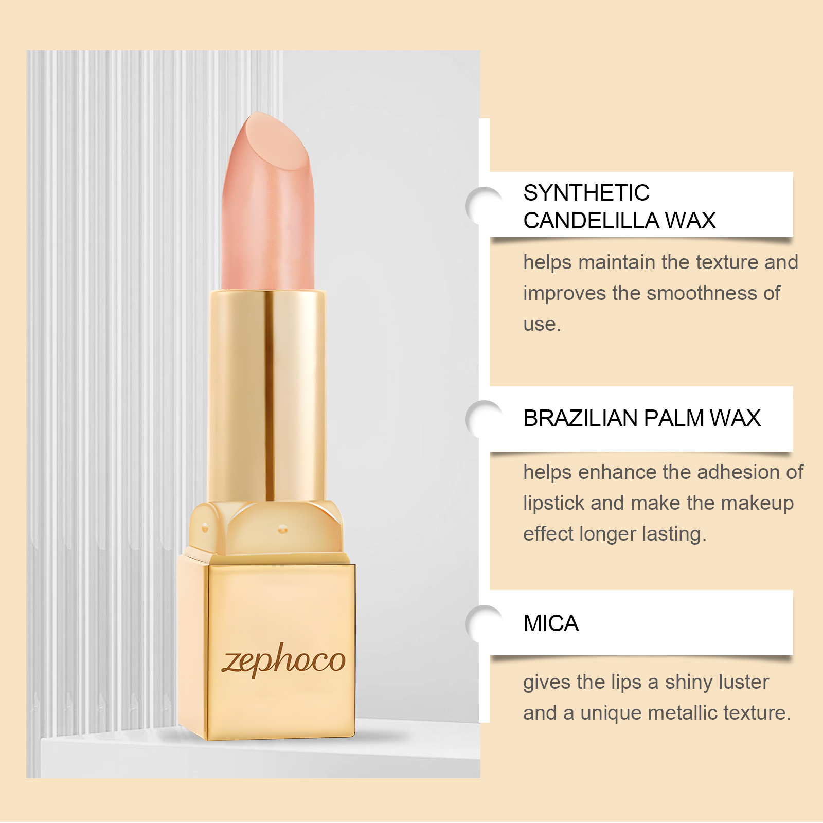 (Rose Red) Metallic Cream Lipstick Light Texture Moisturizing Easy To Create Glossy Lip Makeup