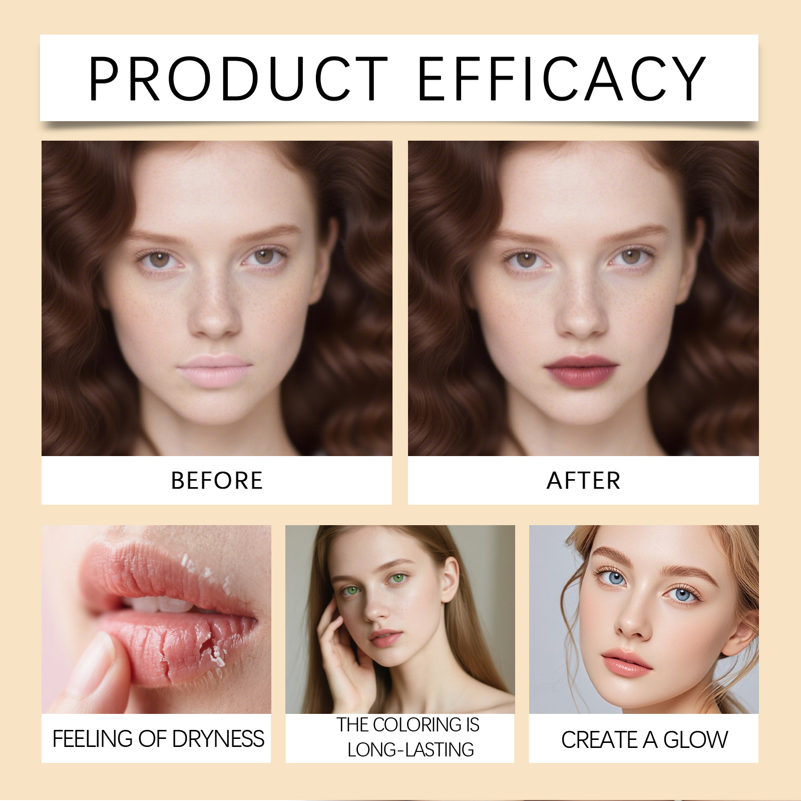(Rose Red) Metallic Cream Lipstick Light Texture Moisturizing Easy To Create Glossy Lip Makeup