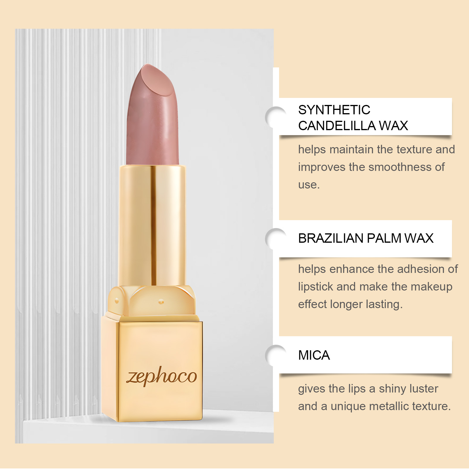 (Rose Red) Metallic Cream Lipstick Light Texture Moisturizing Easy To Create Glossy Lip Makeup