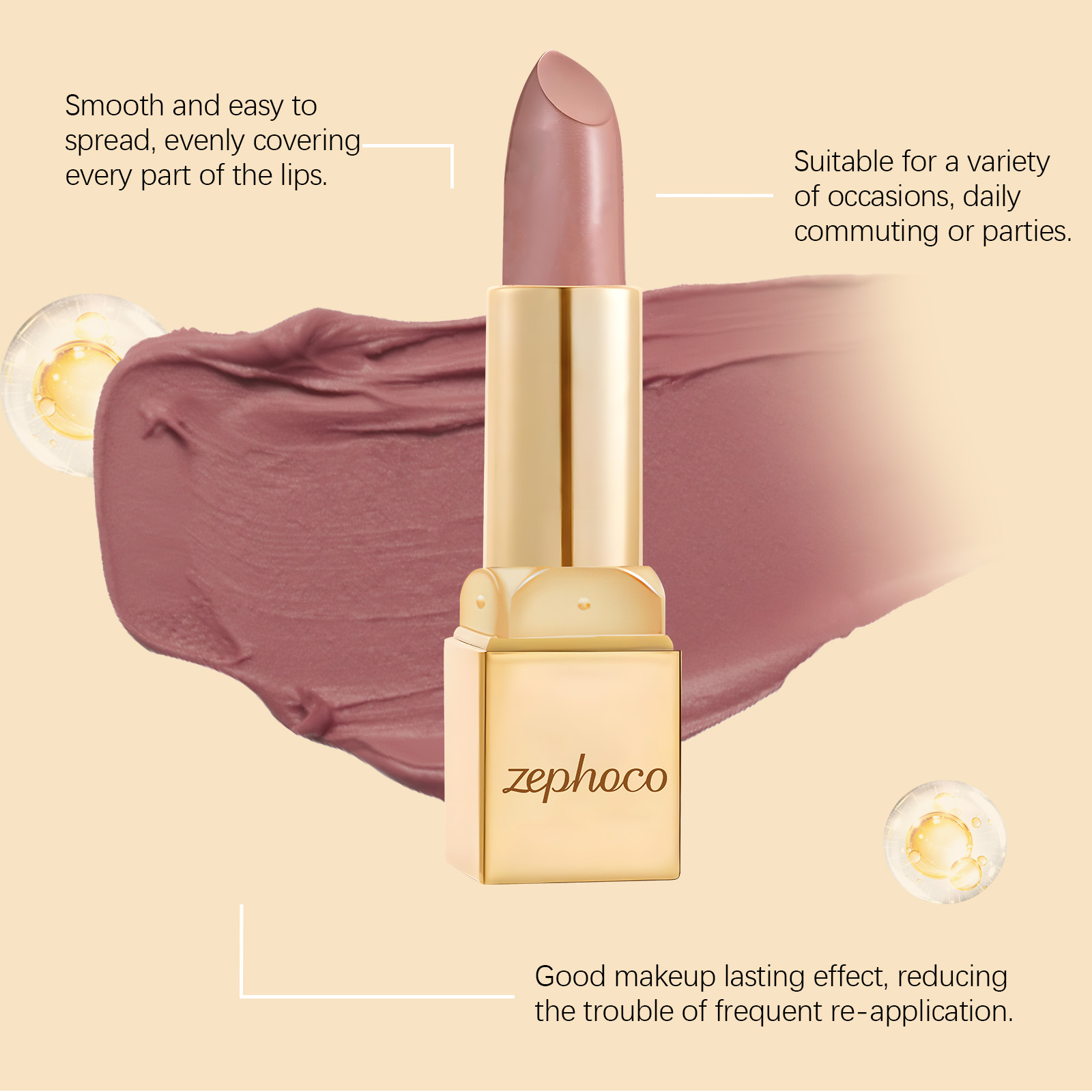 (Rose Red) Metallic Cream Lipstick Light Texture Moisturizing Easy To Create Glossy Lip Makeup