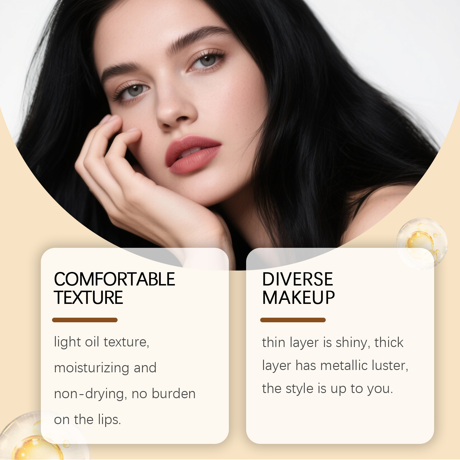 (Rose Red) Metallic Cream Lipstick Light Texture Moisturizing Easy To Create Glossy Lip Makeup