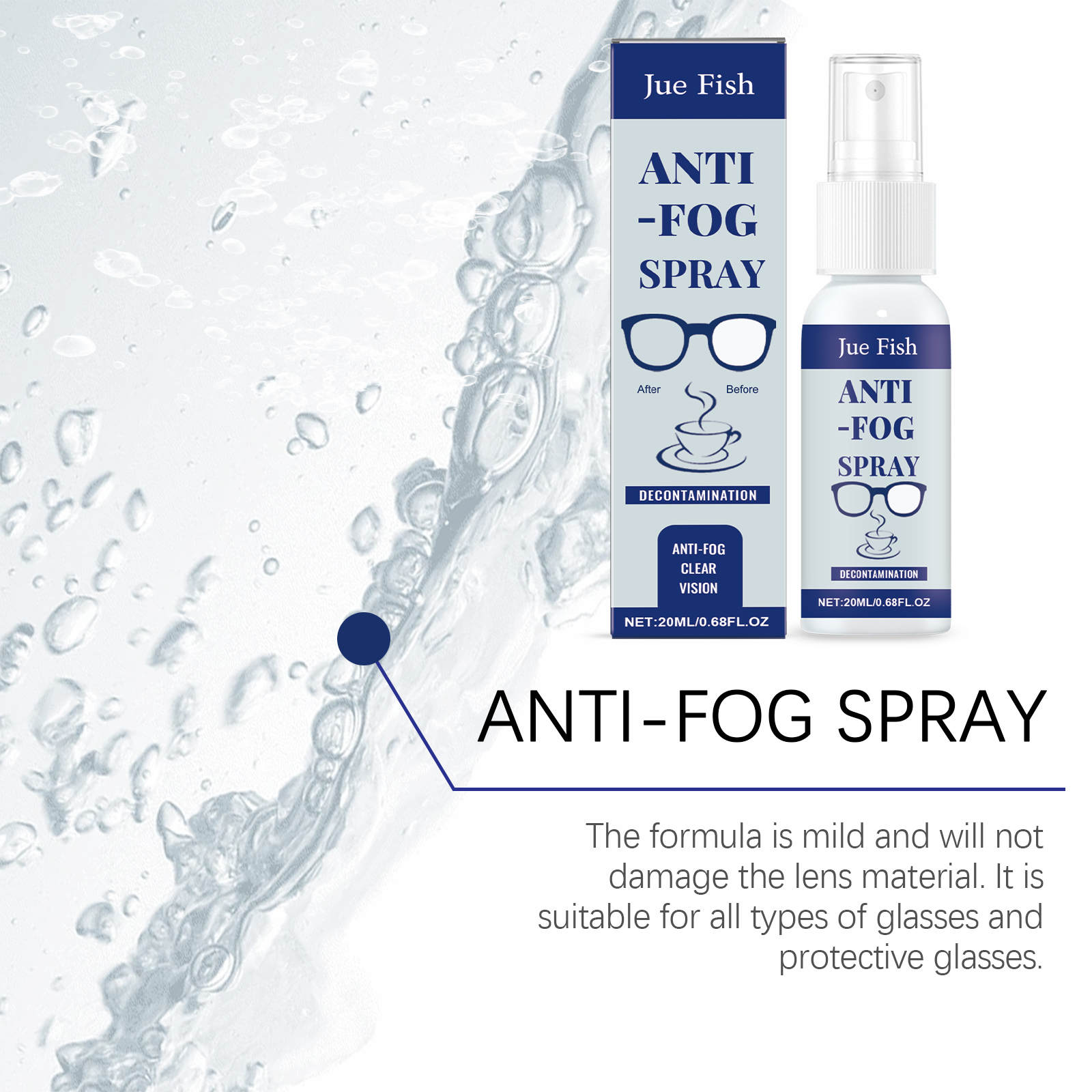 Anti Fog Spray For Eyeglasses Prevent Fog Clean Lens Clear Vision Waterproof Portable Defogger For Glass Lenses