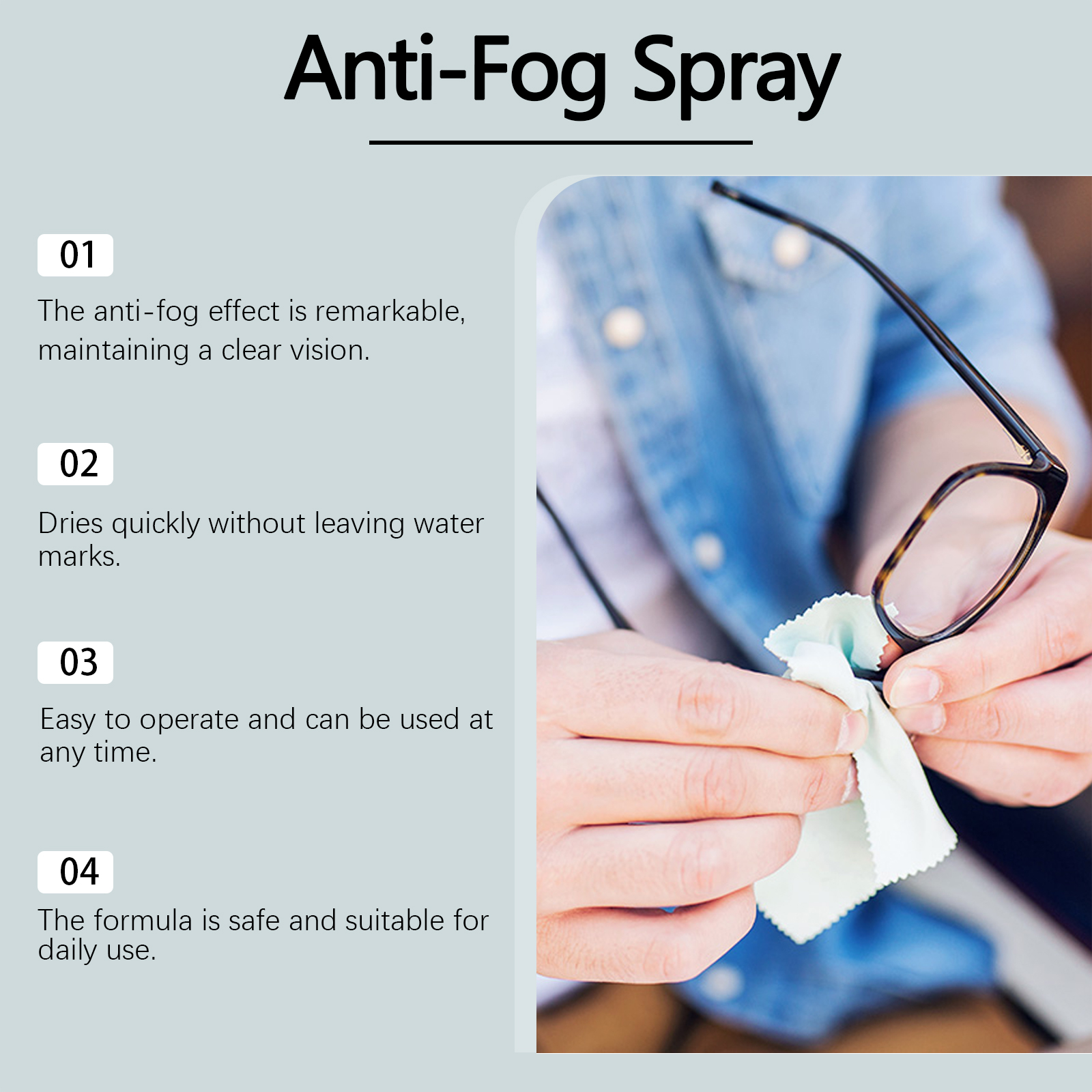 Anti Fog Spray For Eyeglasses Prevent Fog Clean Lens Clear Vision Waterproof Portable Defogger For Glass Lenses