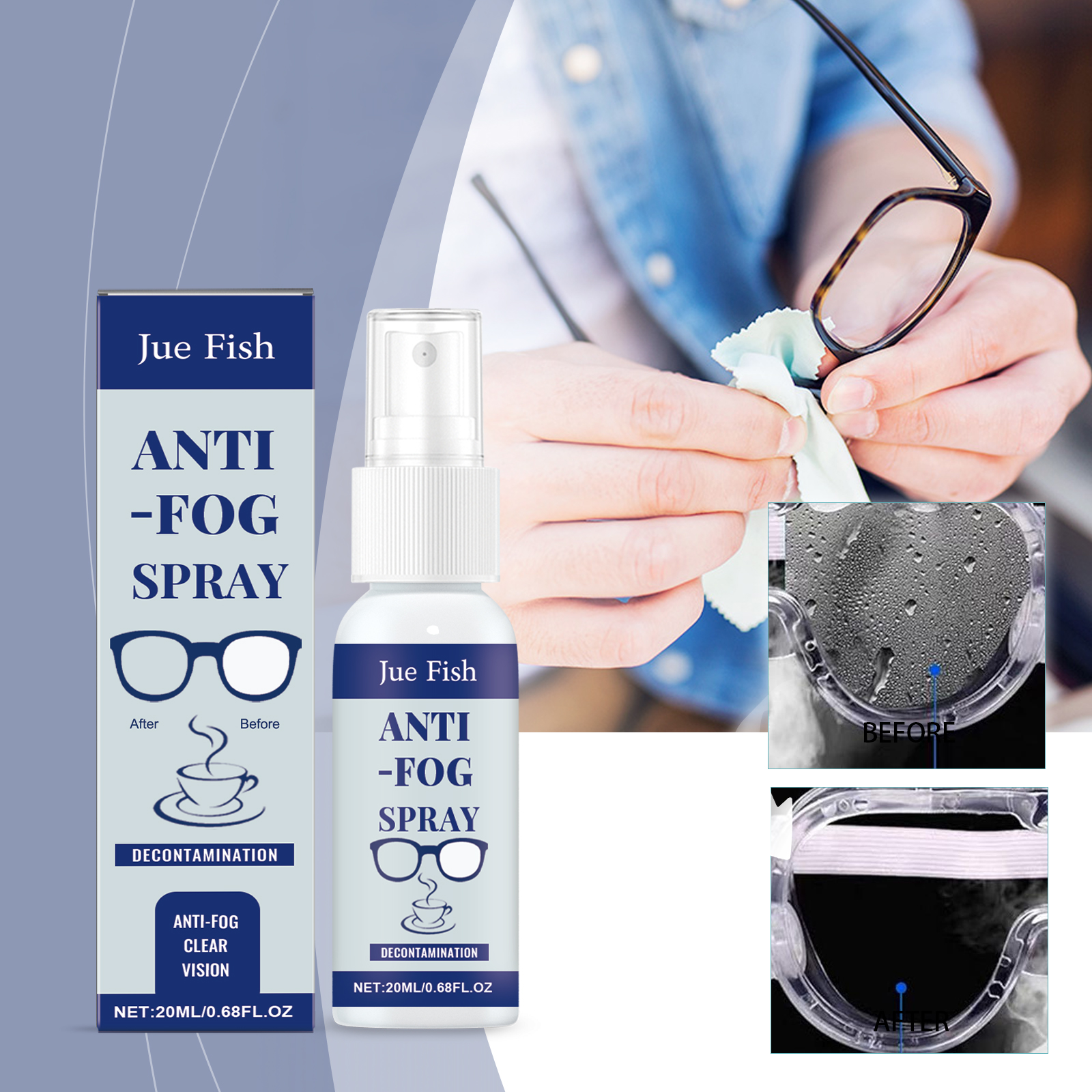 Anti Fog Spray For Eyeglasses Prevent Fog Clean Lens Clear Vision Waterproof Portable Defogger For Glass Lenses