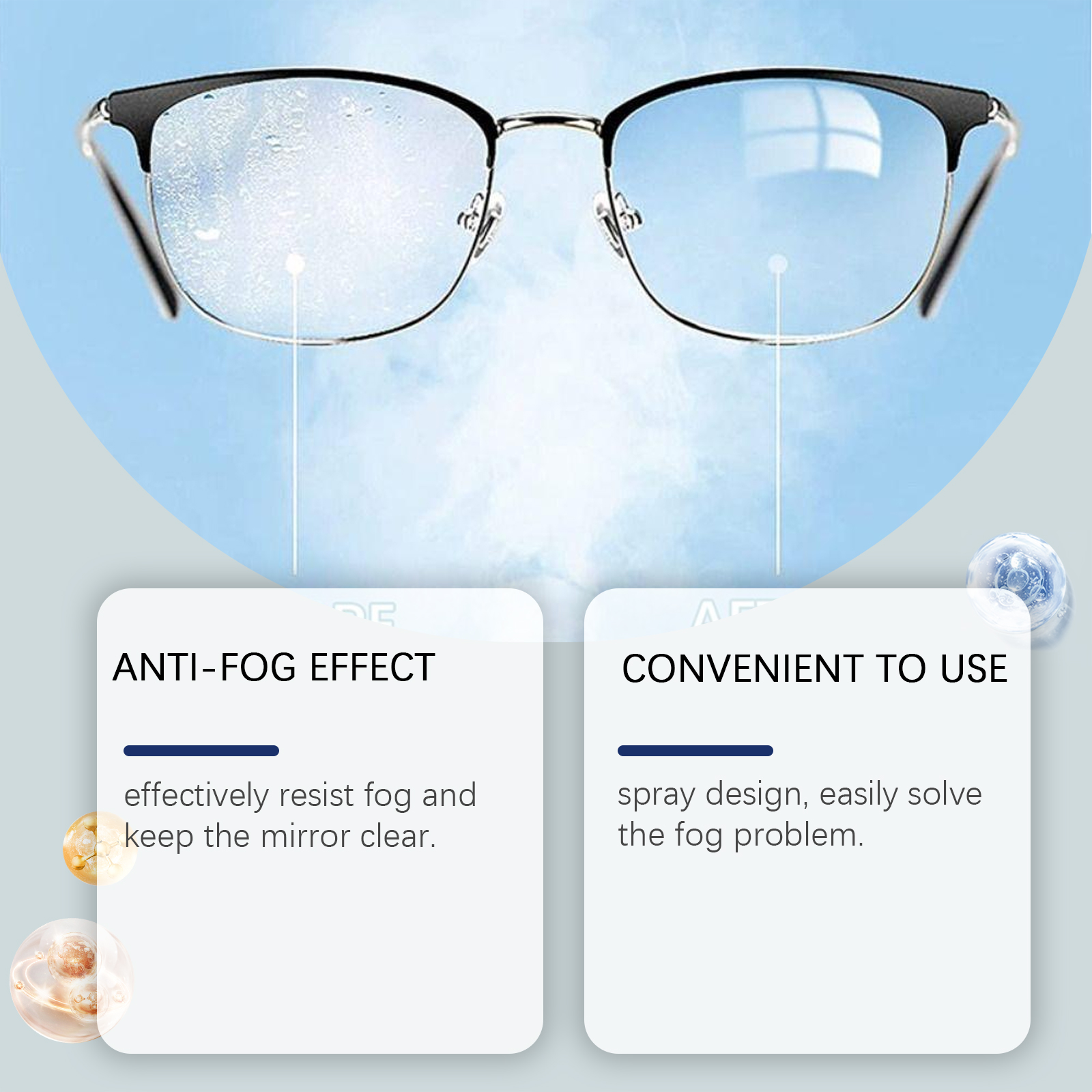 Anti Fog Spray For Eyeglasses Prevent Fog Clean Lens Clear Vision Waterproof Portable Defogger For Glass Lenses