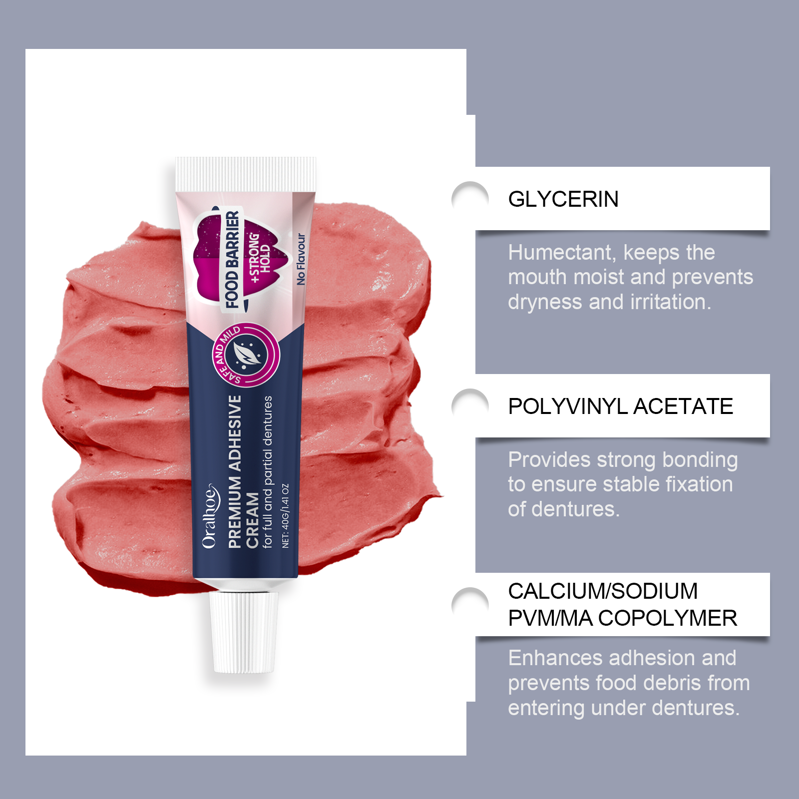 Denture Fixing Adhesive Improves Comfort Protects Loose Dentures Bonding Stabilizing Cream For Dental Use