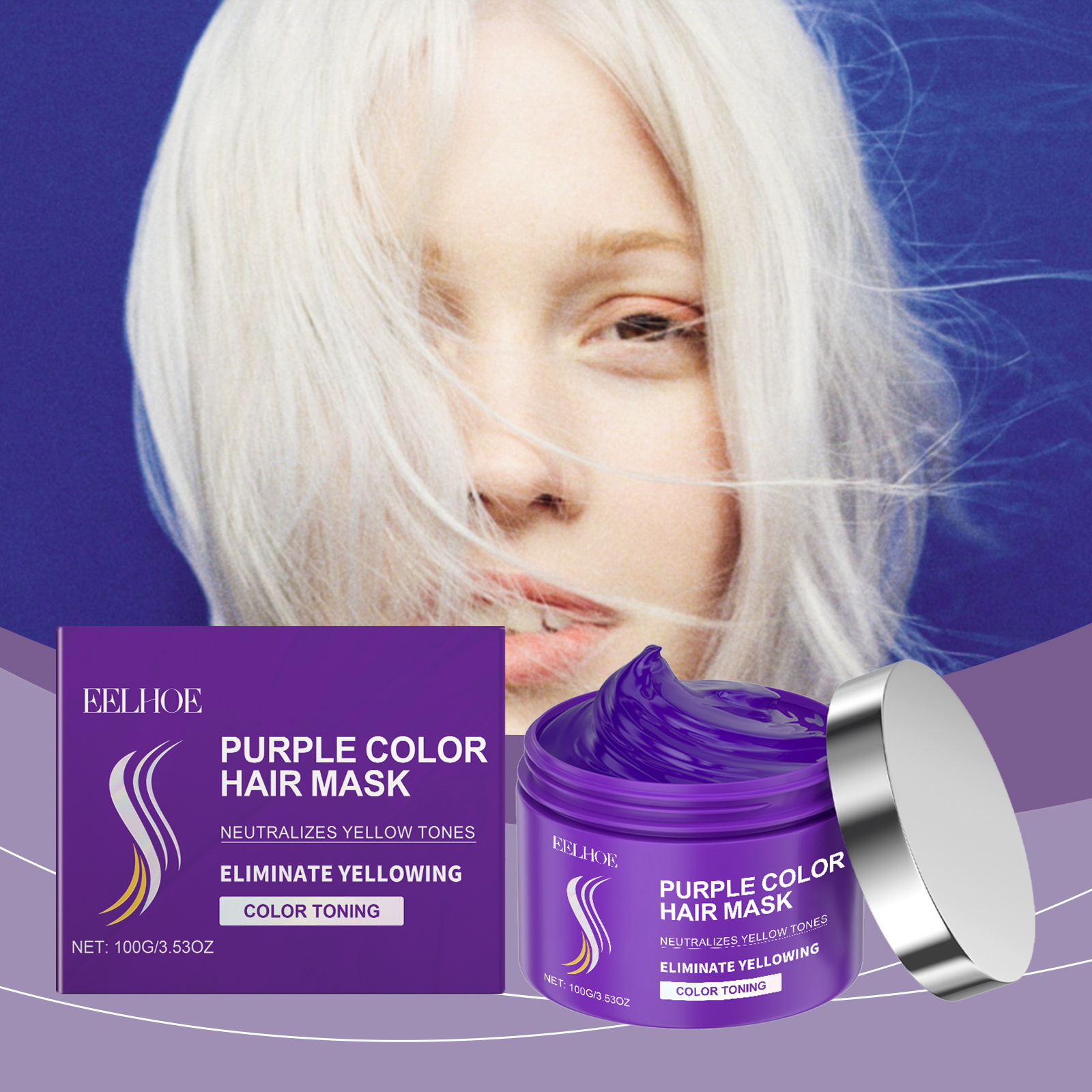 Keratin Purple Hair Mask Moisturizing Frizz Control Toning For Color Treated Hair Daily Repair And Shine Care