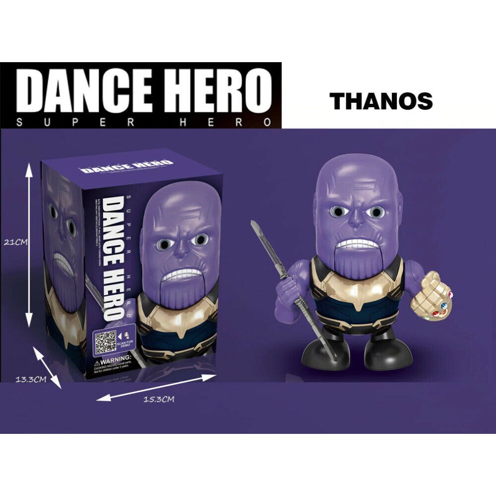 (Action Figure Dance Super Hero Robot Toy Dancing Music Lights For Kids Gift - Thanos) A
