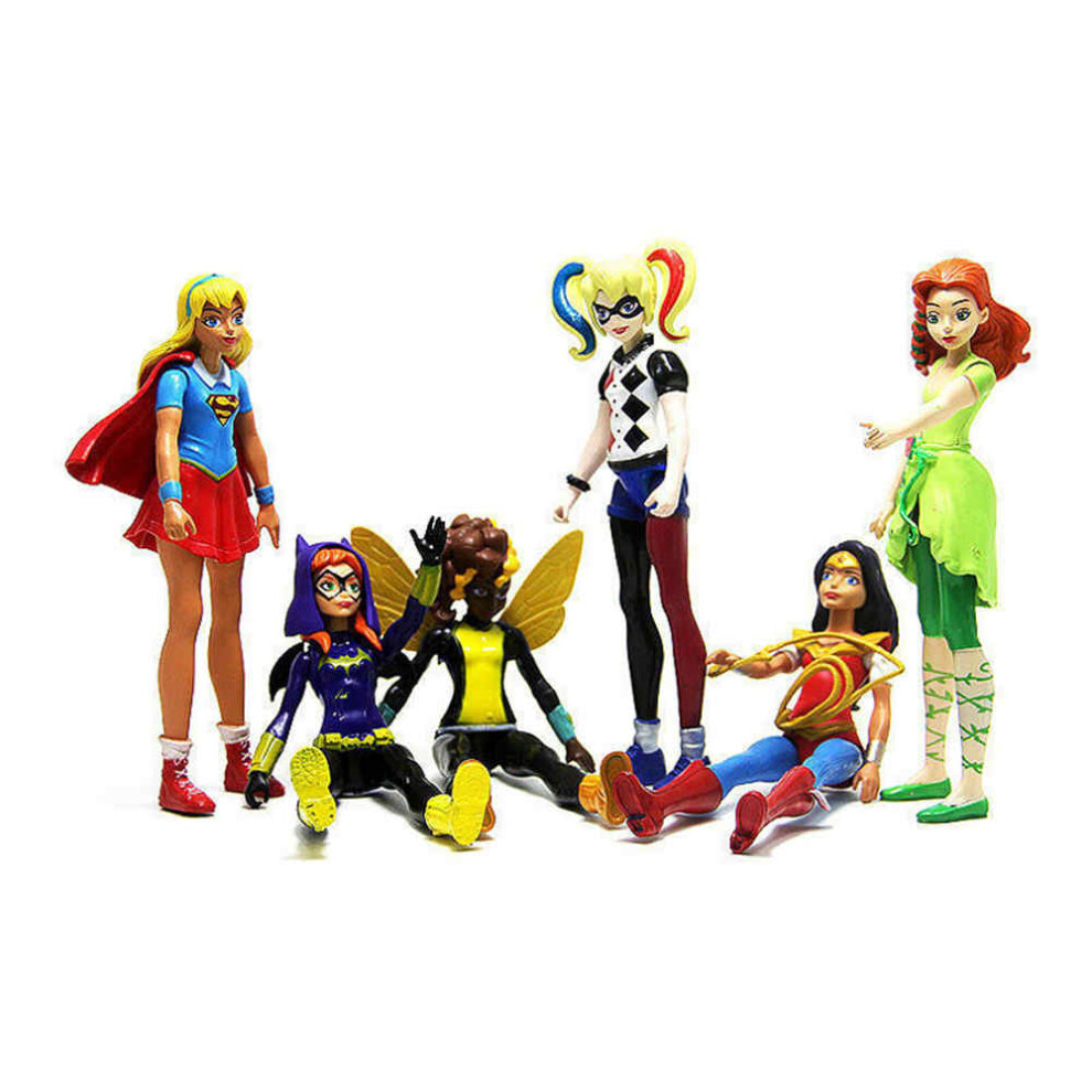 6PCS DC COMICS SUPER HERO GIRLS HARLEY POISON IVY BATGIRL BUMBLEBEE FIGURES TOY