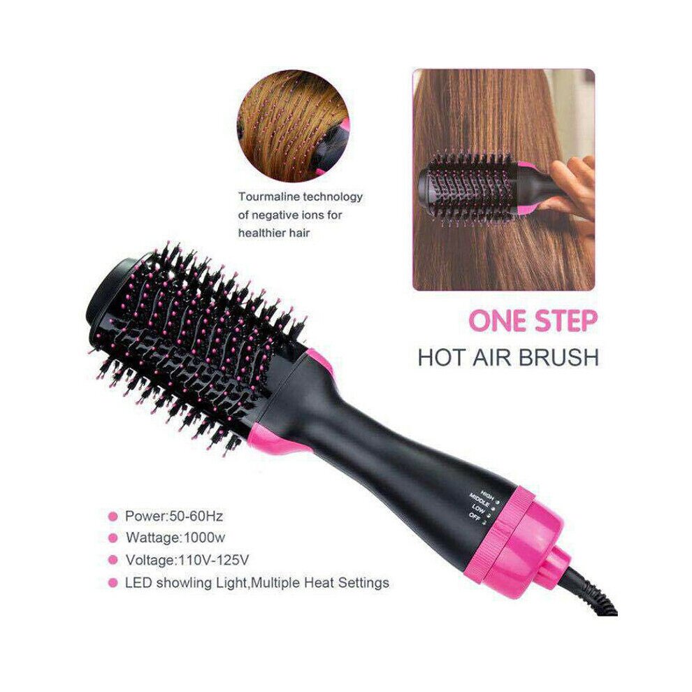 3in1 Hot Air Hair Dryer Styler Heat Comb Brush Straightener Curler Styling Comb