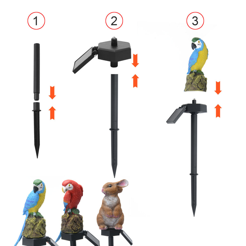 (Red parrot) Waterproof Lamp Solar Animal Lights