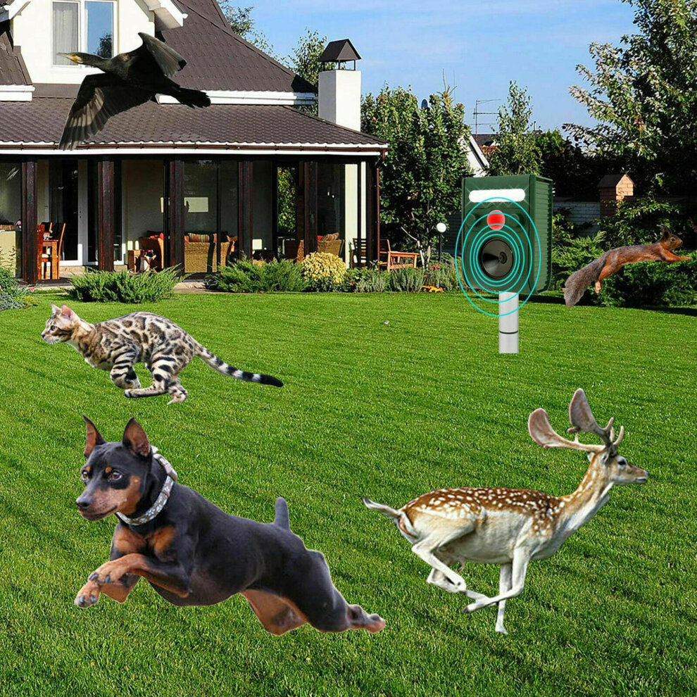 Solar Powered Ultrasonic Outdoor Pest Animal Repeller Activated Repellent