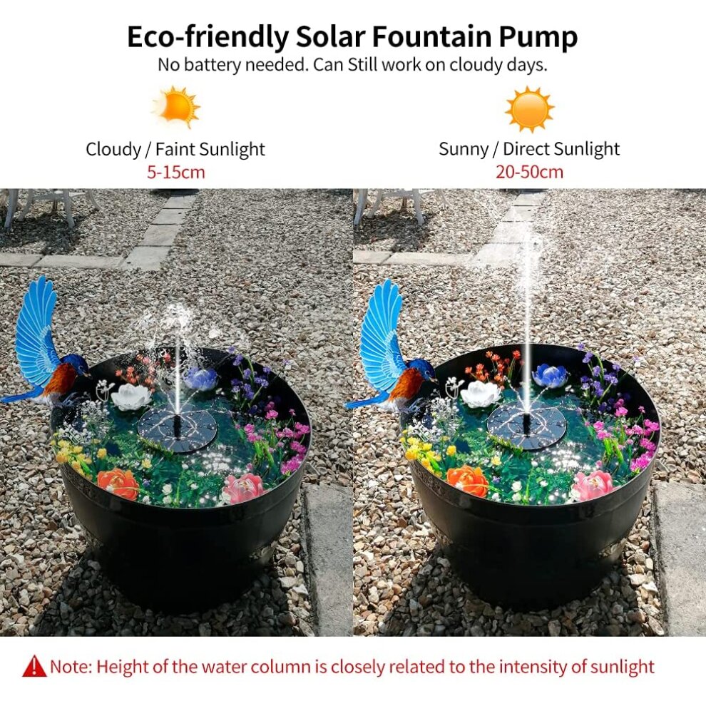 Solar Powered Floating Pump Water Fountain Birdbath Pond Pool Garden