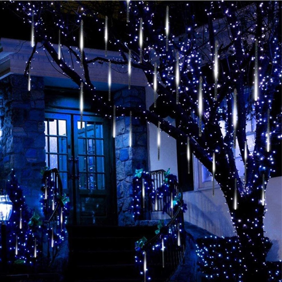10 Tubes 30CM 360 LED Solar Meteors Rain Lights, String Lights(White)