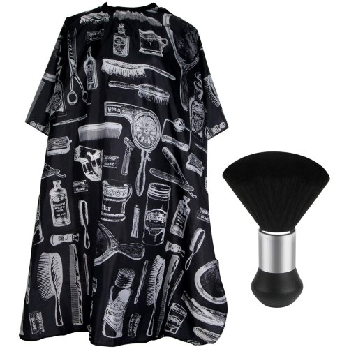 Professional Hair Cutting Cape with Neck Duster Brush, Salon Barber Cape, Hair Cutting A
