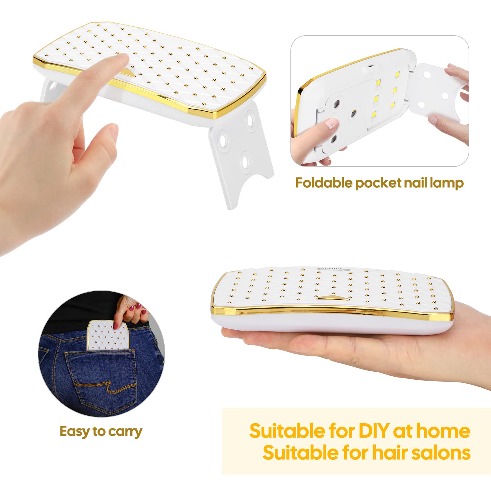 UV Nail Lamp 36W Mini Nail Polish Nail Dryer Portable USB LED  Manicure Light Folding Nail Curing Therapy Machine for Gel Polish Quick Drying Best for Girls Women Fit For Home Nail Salon