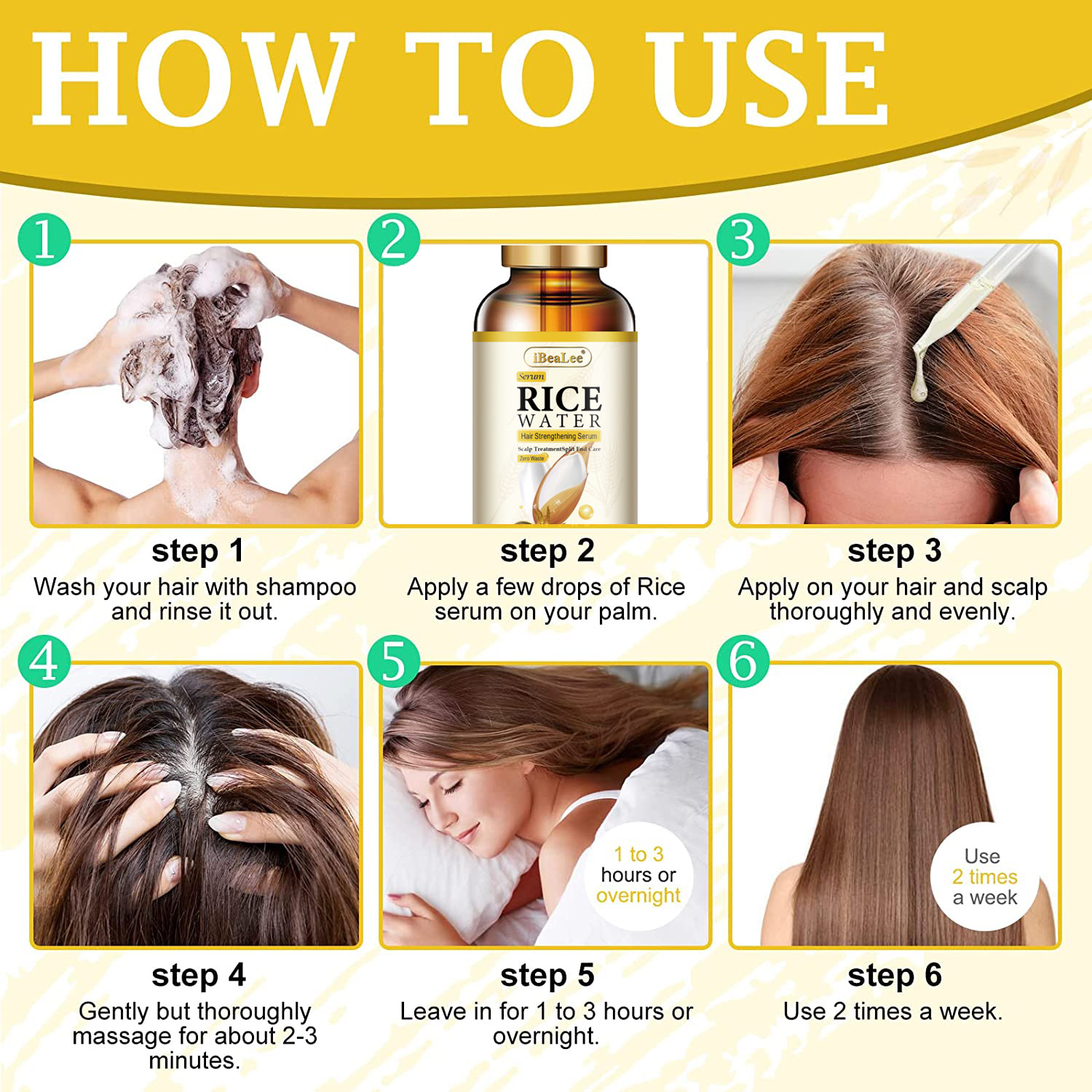 iBeaLee Hair Growth Serum Rice Water for Hair Growth Hair Loss Scalp Treatments Nourish Hair Care for Thicker Longer Fuller Healthier Hair