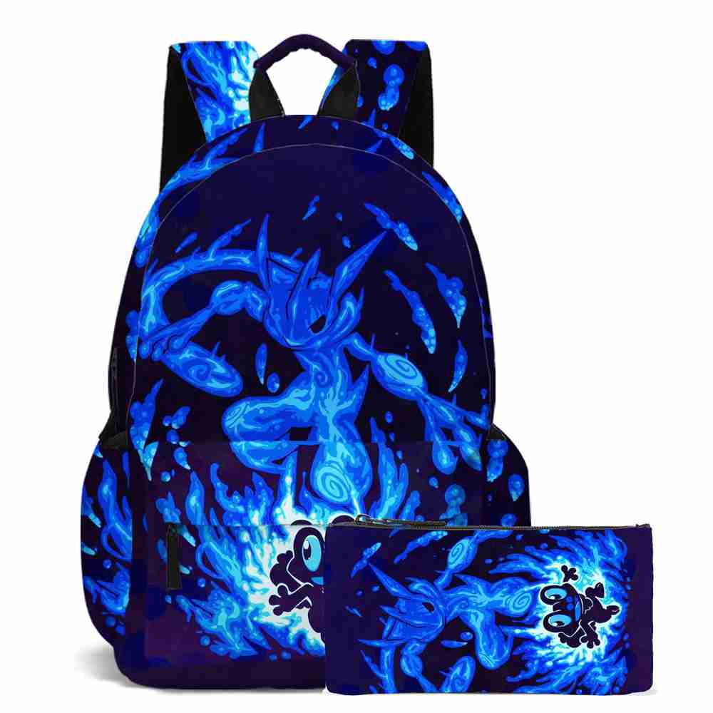 (Pokémon Backpack 2PCS Set 08) Pokémon Pikachu Backpack Lunch Bag Pencil Case Set Kids Gift Kids School Bag Boys Girls Teens Pikachu Eevee Pokeball