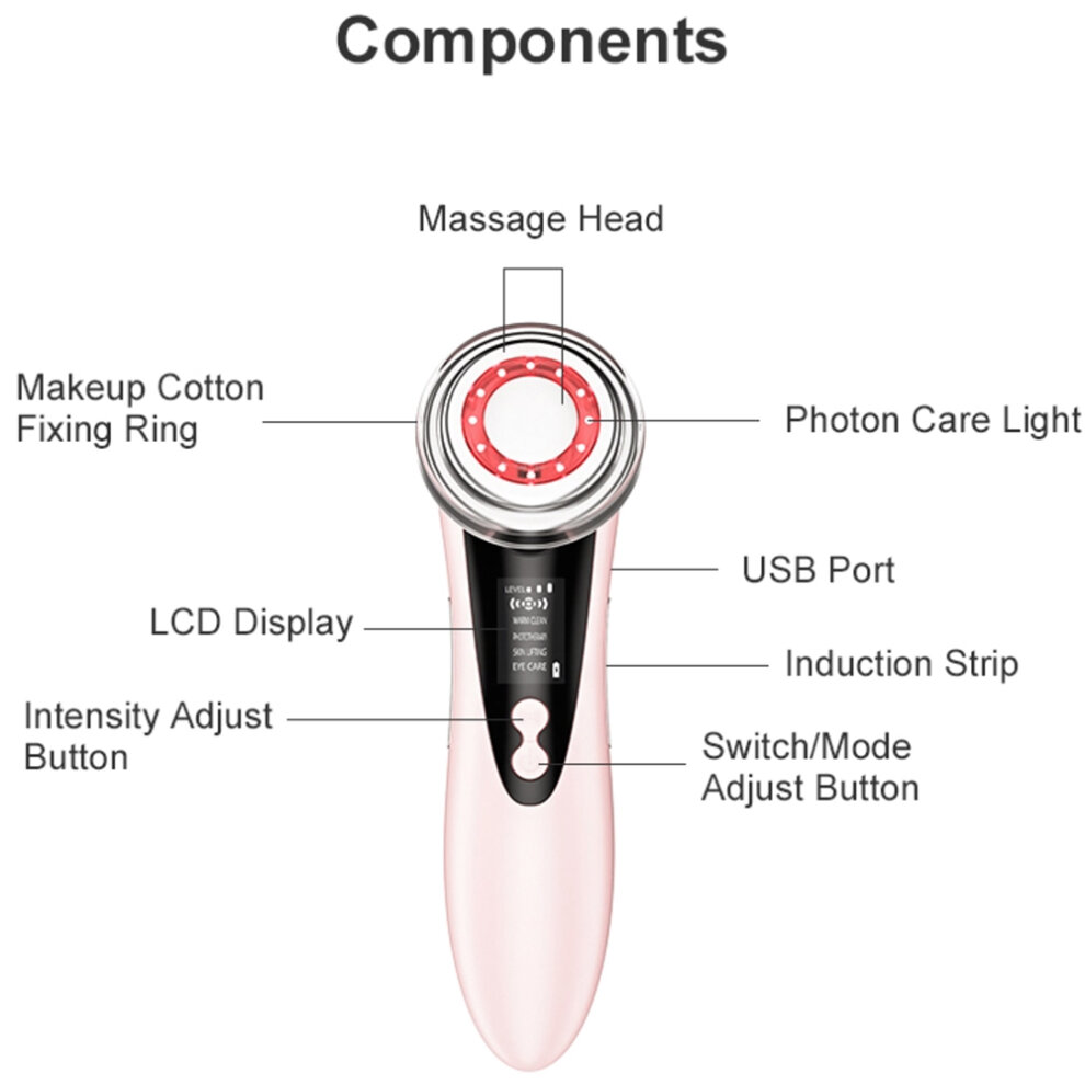 LED Light Skin Rejuvenation Therapy Photon Device RF EMS Lifting Firming Beauty Face Massager