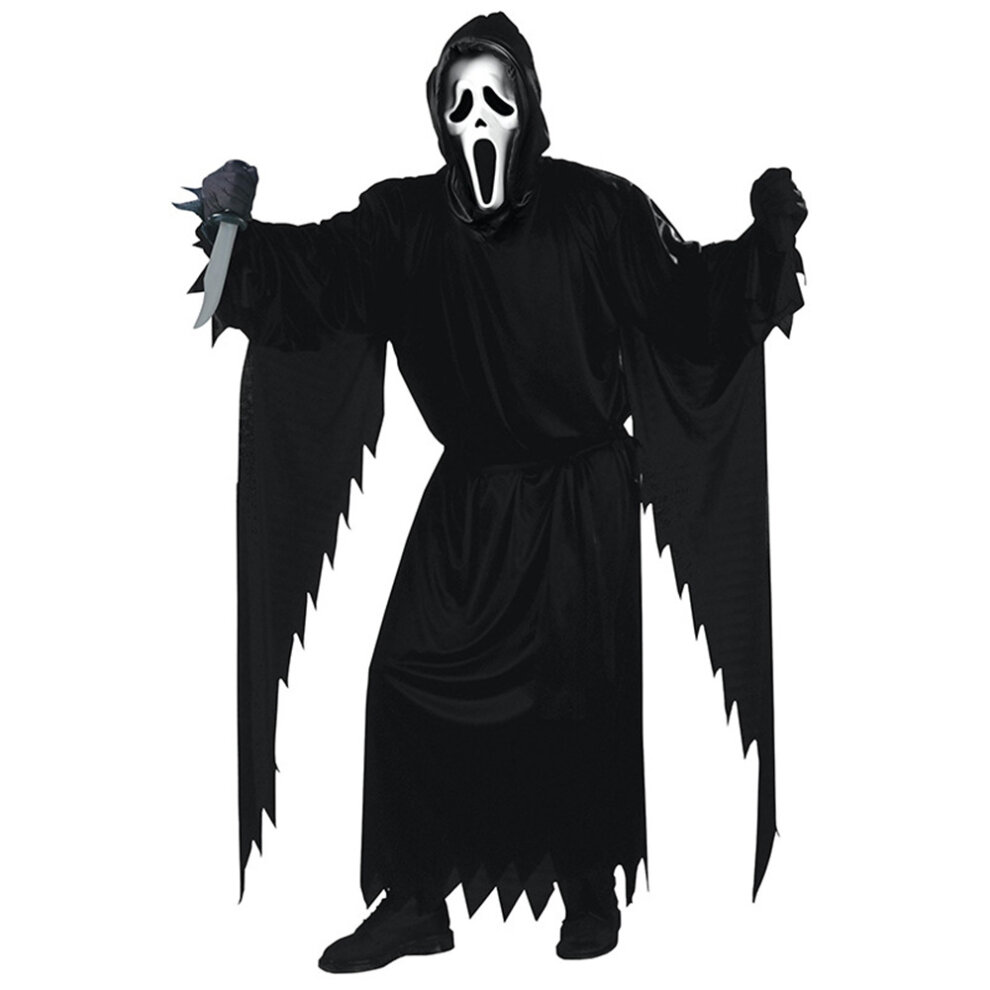 (S) Kids Scream Costume Ghost Halloween Boys Girls Cosplay Fancy Dress Outfit With Mask