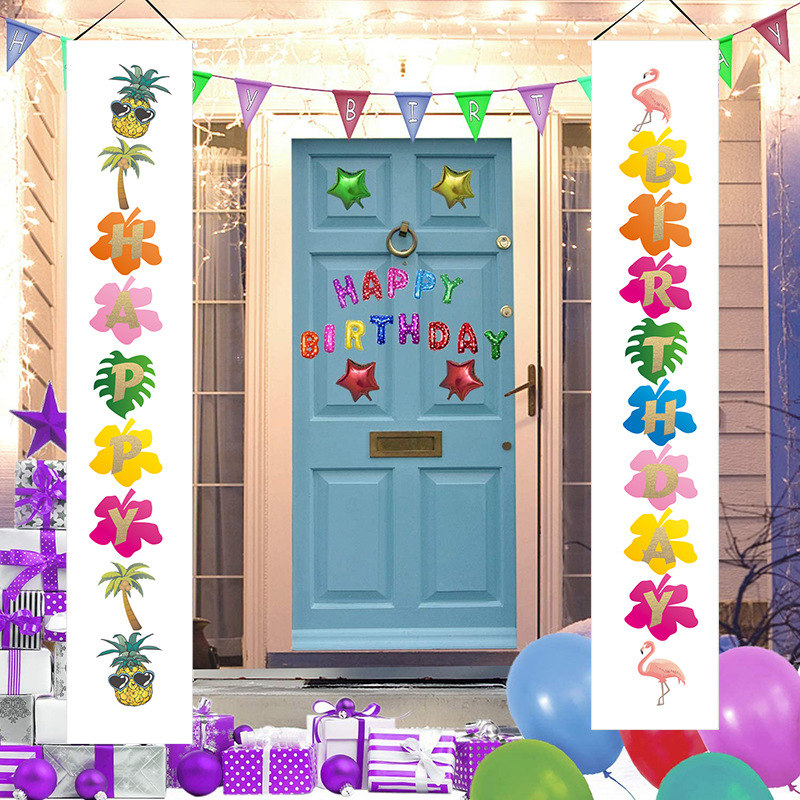 (Style A) Colorful Happy Birthday Porch Sign Birthday Banner Happy Birthday Door Banner Yard Sign Celebration Flag Party Decorations Kit