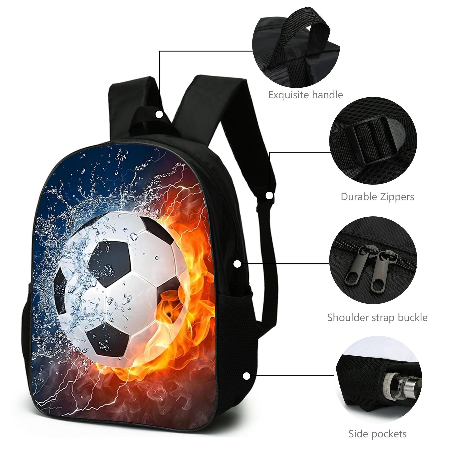 (Style 1) Kids School Backpack 3D Printed Messi Backpack Set Football Player Rucksack Sports Backpacks For Boys And Girls