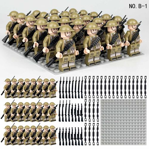 24pcs British German Soviet Army Square Army Military Building Block Set with Small Particle Assembly for Bottom Plate Toys
