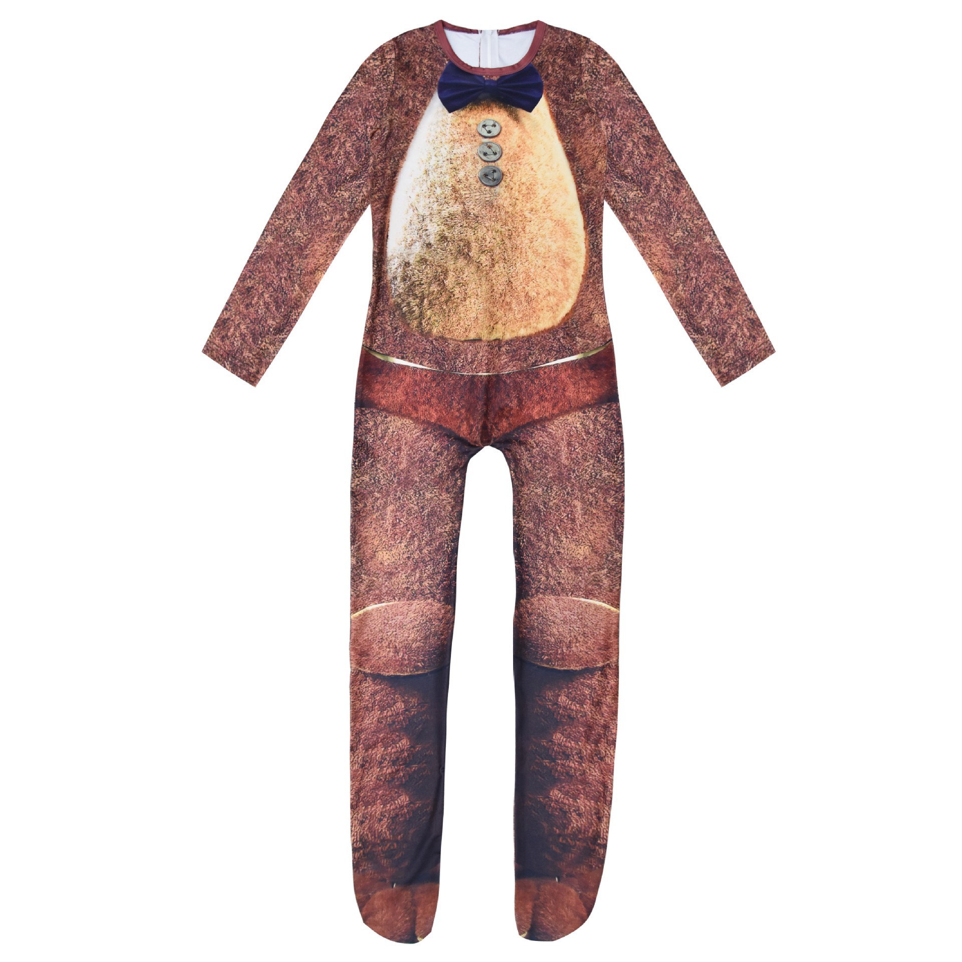 (Size 110) FNAF Halloween Costume Horrible Halloween Costume for Kids Five Nights Freddyed Jumpsuit Cosplay Nightmare Fnaf Freddy Anime Xtmas Gift for Kid