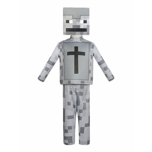 My World Minecraft Skeleton Cosplay Character Suit Kids Halloween Carnival Party Costume with