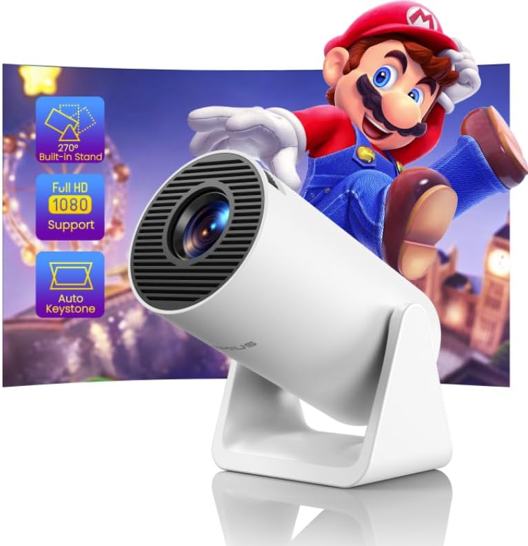Mini Projector Auto Keystone Short Throw 15000 Lumen WiFi Bluetooth Portable Phone Projector 4K Full HD 1080P Supported  Rotatable Outdoor Home Cinema Video Projector for TV Stick PS5