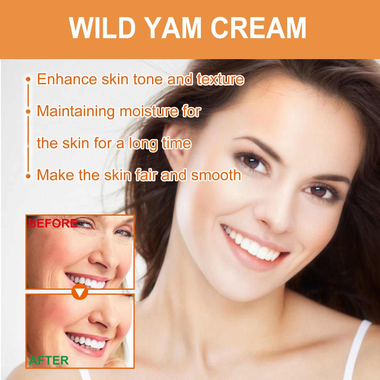 Jaysuing Anti Aging Face Cream Wild Yam Lifting Firming Cream Moisturizer Whitening Brighten Skin Products Lightens Fine Lines Face Cream 50g