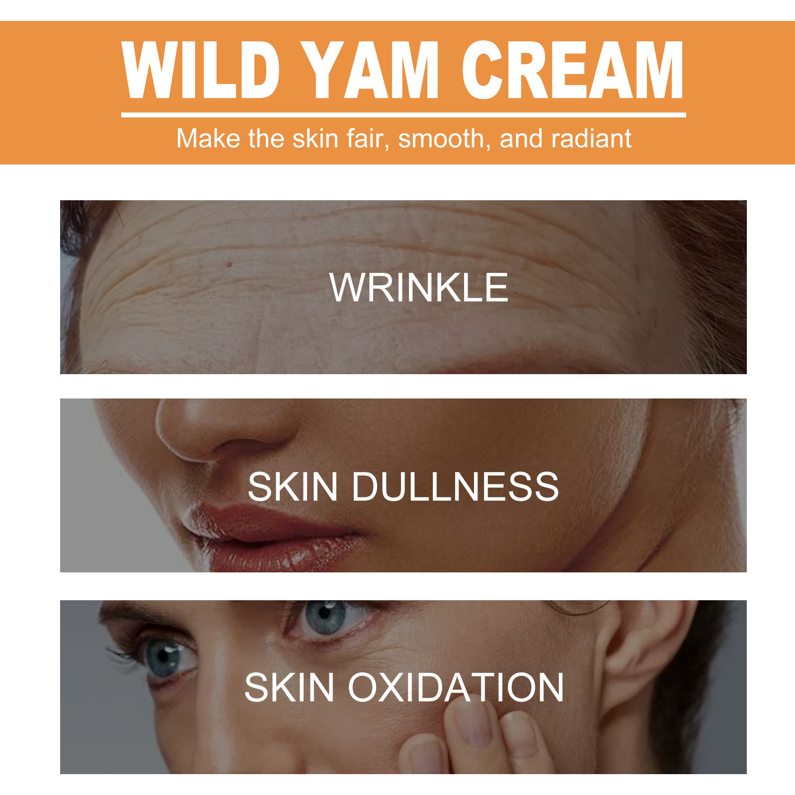 Jaysuing Anti Aging Face Cream Wild Yam Lifting Firming Cream Moisturizer Whitening Brighten Skin Products Lightens Fine Lines Face Cream 50g