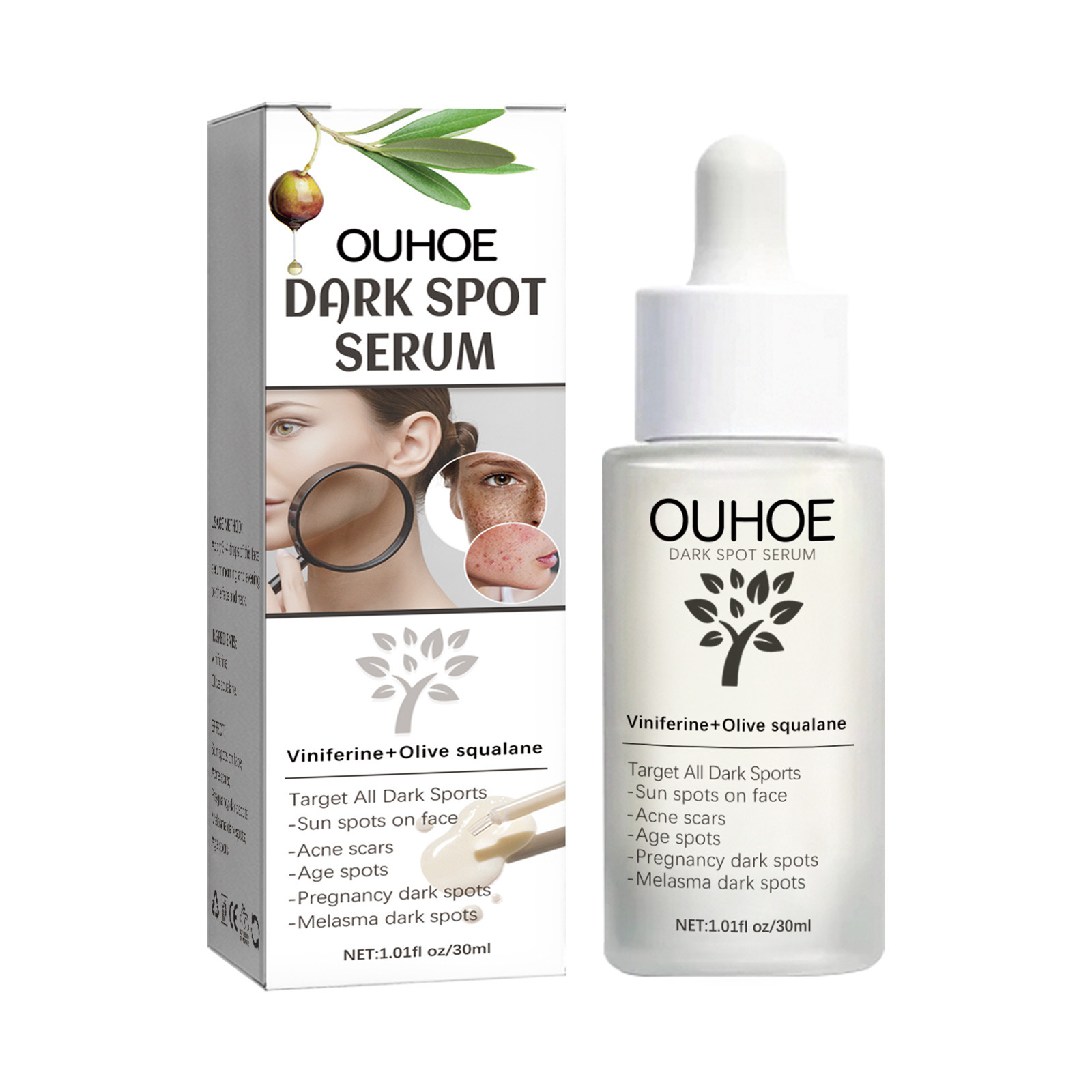 OUHOE Whitening Serum Remove Dark Sp-ots Pigm-entation Melasma Ac-ne Ma-rks Anti-aging Lift Firm Brightening Tender Skin Serum