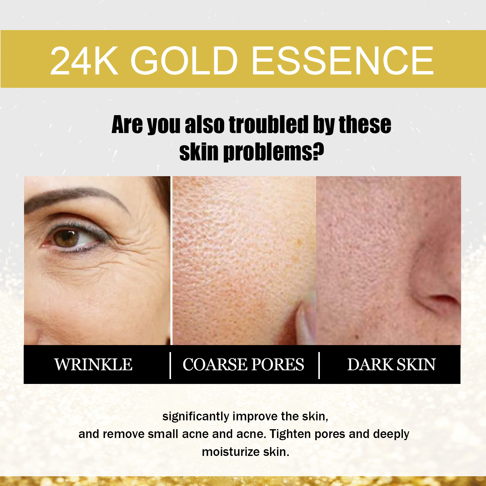 (1 PC) OUHOE 24k Gold Face Serum Moisturizing Brighten Skin Tightening Whitening Rejuvenate the Face Shrink Pores Nicotinamide Facial Serum Anti Aging Essence