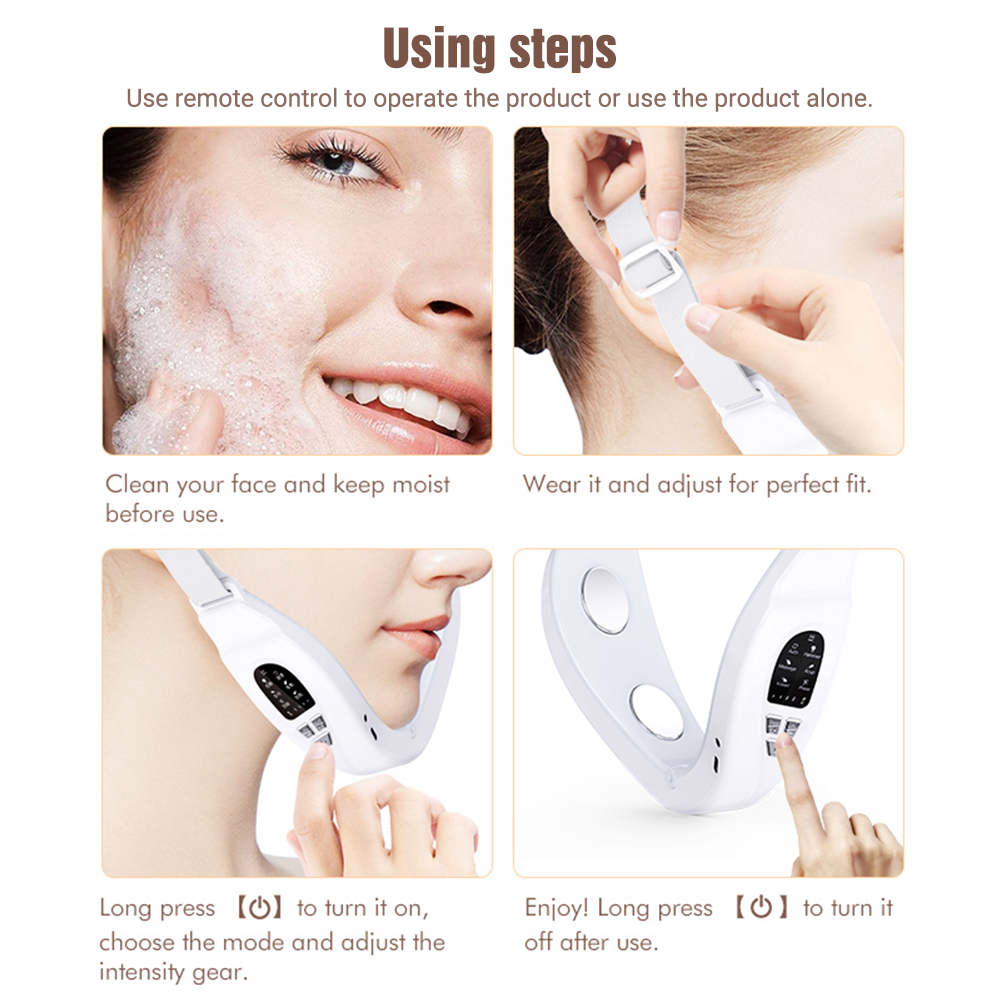 EMS V Face Facial Machine Red Blue Light Electric V Line Up Lift Belt Face Massage Heating Face Skin Lifting Firming Beauty Device Double Chin Reduce