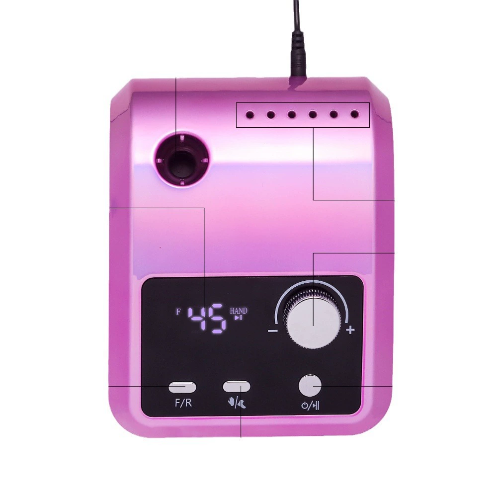 (White) 45000 RPM Electric Nail Drill Machine for Nails Electric File HD Display Metal Manicure Pen Professional nail lathe Sander