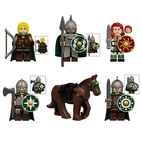 6PCS MOC Minifigures Building Block Toys Ancient Knights Medieval War Horses Princess Soldier Spear Axe Sword Accessories Action Figures Weapon Toys For Kids Fit Lego