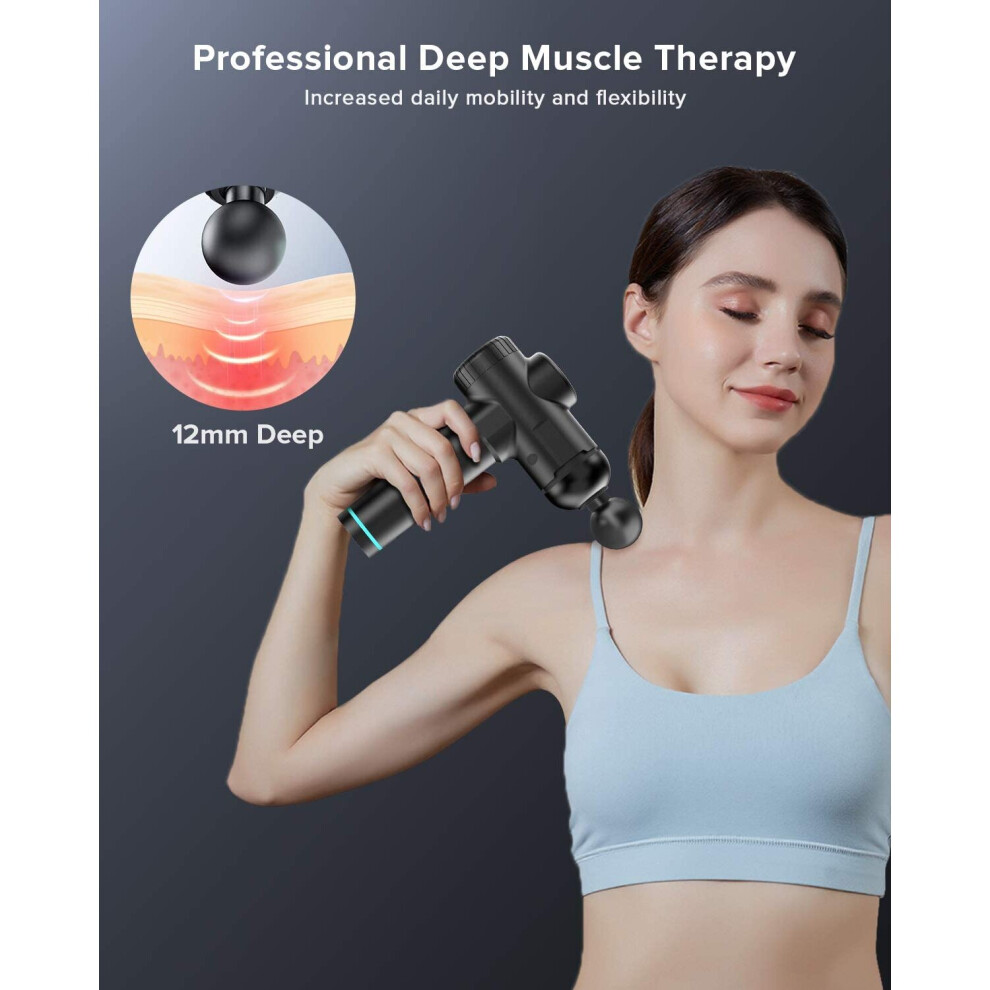 Massage Gun Deep Tissue Powerful 30 Speeds Muscle Massage Gun Quiet Professional Percussion Massager 6 Heads LCD Display Handhe