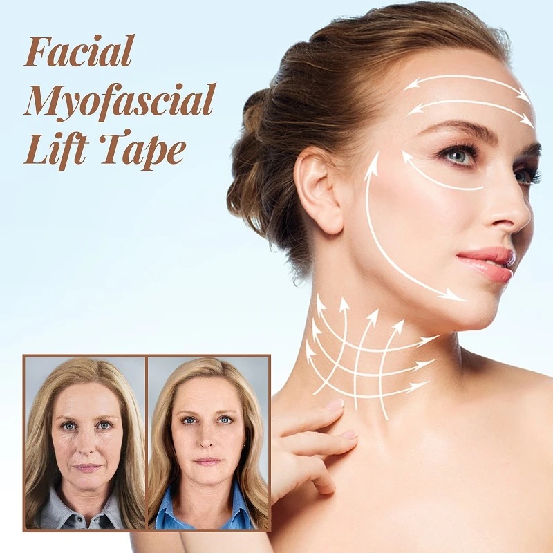 Facelift Tape for Face V-Shape Invisible Tape Facial Lift Sticker Ultra Thin Double Chin Reducer for Neck Jowls Face Sagging Face Lifting