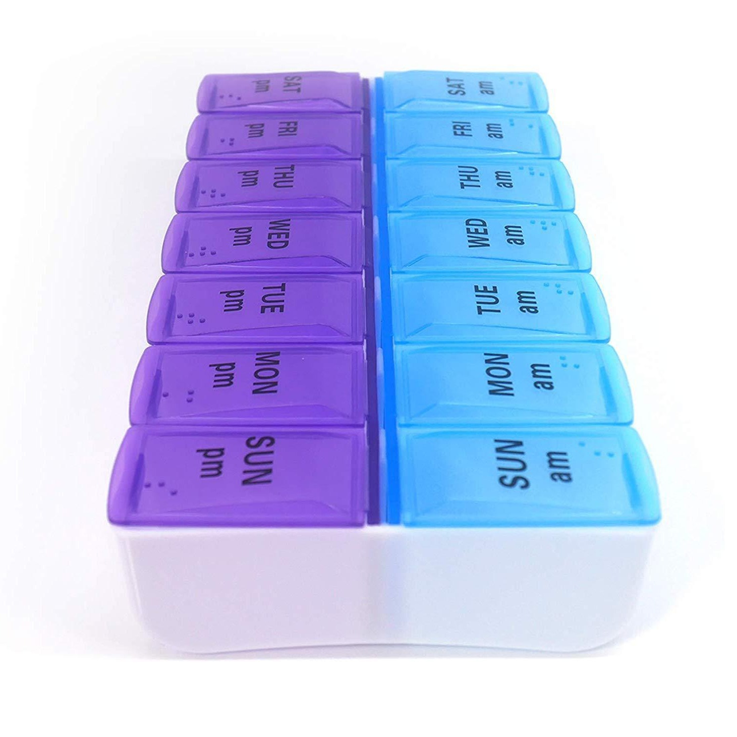 Weekly Pill Organizer Morning and Night Pill Holder Storage Box 7 Days Pill Box Portable Travel Cases Organizer Pill Container Tablets Vitamin Medicine Splitter