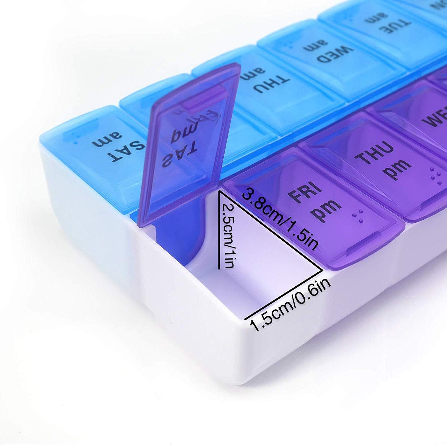 Weekly Pill Organizer Morning and Night Pill Holder Storage Box 7 Days Pill Box Portable Travel Cases Organizer Pill Container Tablets Vitamin Medicine Splitter