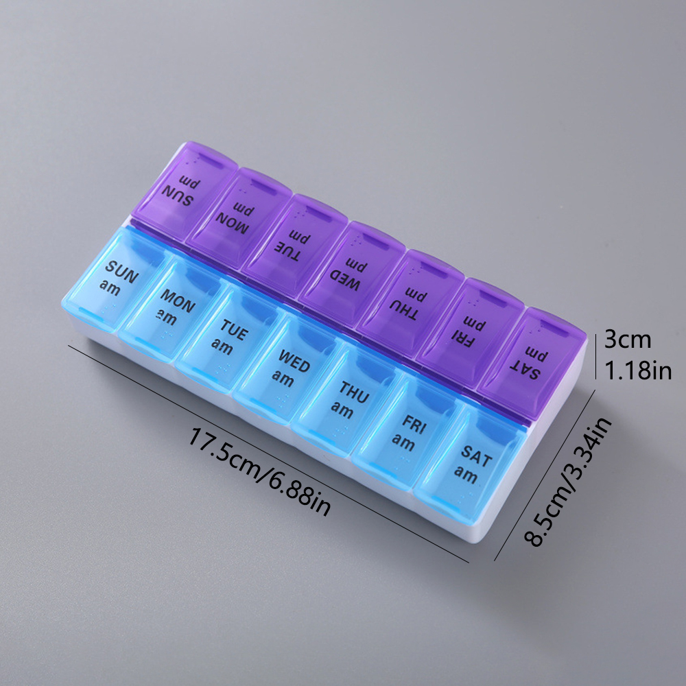 Weekly Pill Organizer Morning and Night Pill Holder Storage Box 7 Days Pill Box Portable Travel Cases Organizer Pill Container Tablets Vitamin Medicine Splitter