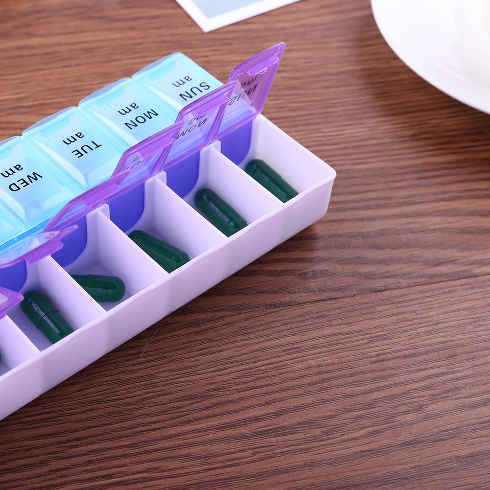 Weekly Pill Organizer Morning and Night Pill Holder Storage Box 7 Days Pill Box Portable Travel Cases Organizer Pill Container Tablets Vitamin Medicine Splitter