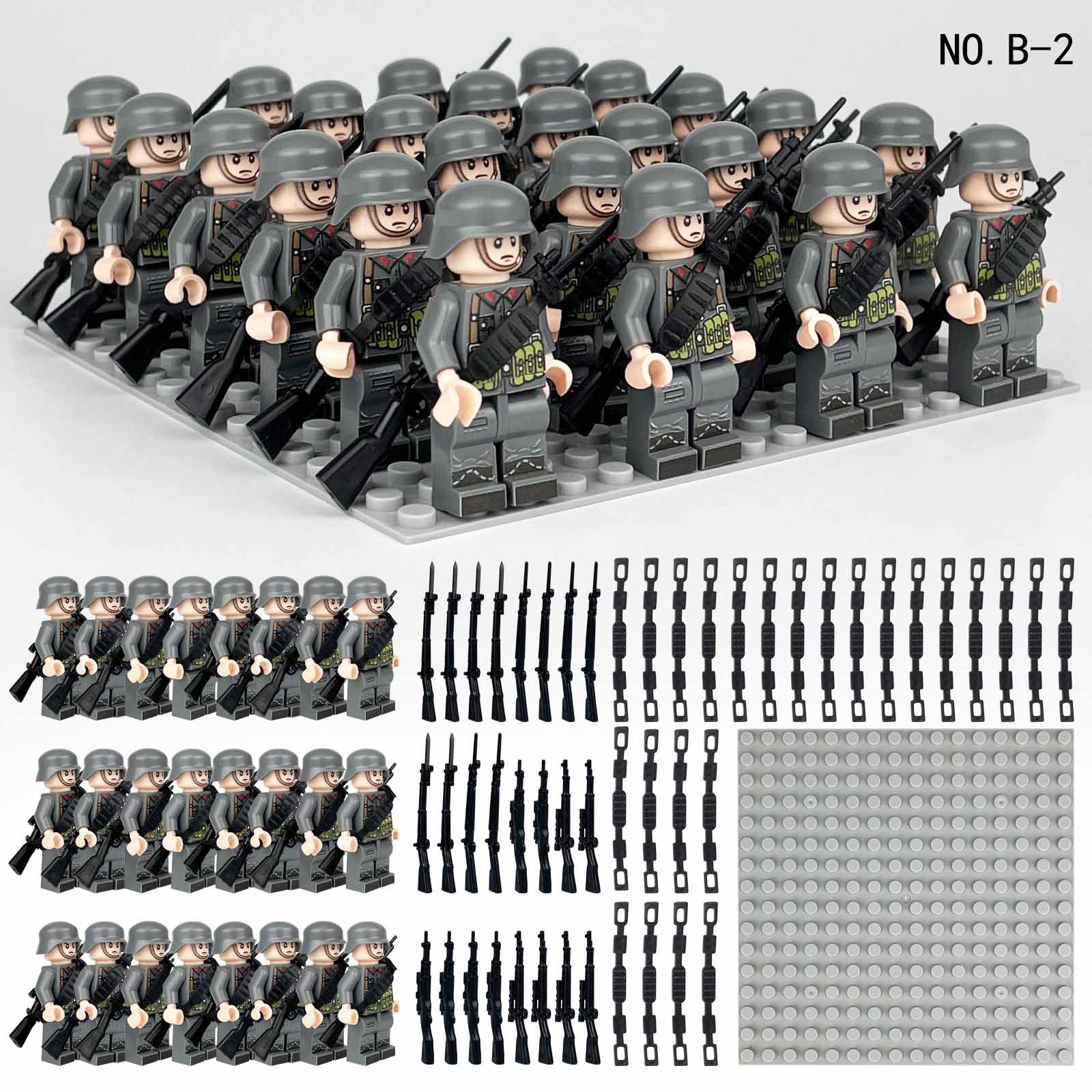 (Style E) Army Mini Figures Soldiers Formation Building Blocks Toy Equipment Assembly Collectible Series Education for Kids Fit Lego